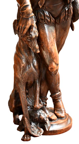 RIBAILLER et MAZAROZ, Paire de statues en noyer d’un chasseur et d’un pêcheur, après l’Exposition universelle de 1855-8