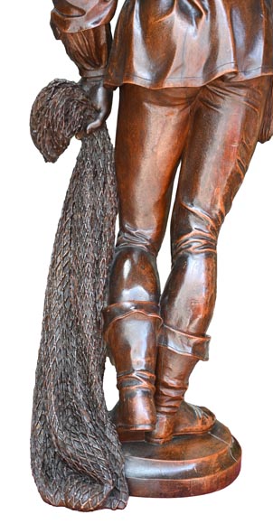 RIBAILLER et MAZAROZ, Paire de statues en noyer d’un chasseur et d’un pêcheur, après l’Exposition universelle de 1855-10