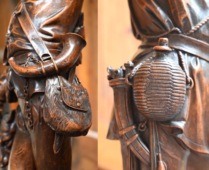 RIBAILLER et MAZAROZ, Paire de statues en noyer d’un chasseur et d’un pêcheur, après l’Exposition universelle de 1855-11