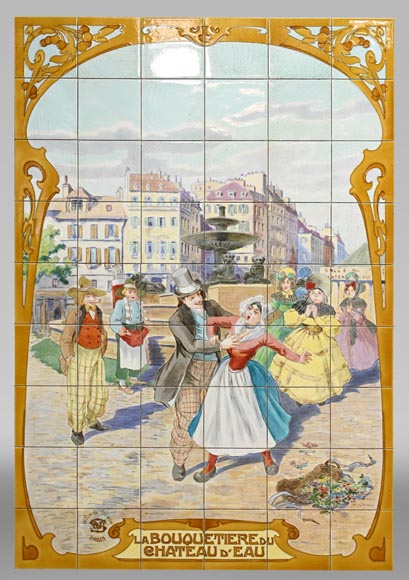 Faïencerie de Sarreguemines, Deux panneaux en céramique de scènes parisiennes, à partir de 1881-2