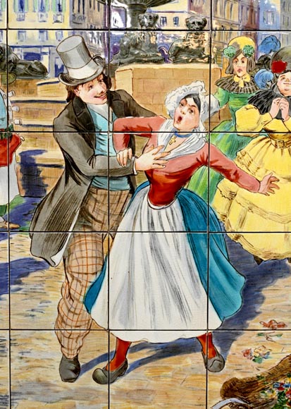 Faïencerie de Sarreguemines, Deux panneaux en céramique de scènes parisiennes, à partir de 1881-5