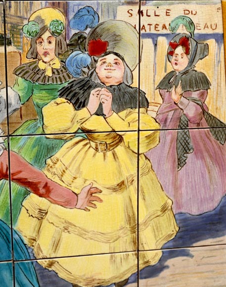 Faïencerie de Sarreguemines, Deux panneaux en céramique de scènes parisiennes, à partir de 1881-6
