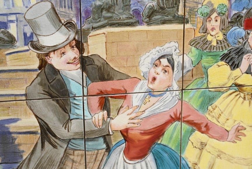 Faïencerie de Sarreguemines, Deux panneaux en céramique de scènes parisiennes, à partir de 1881-9