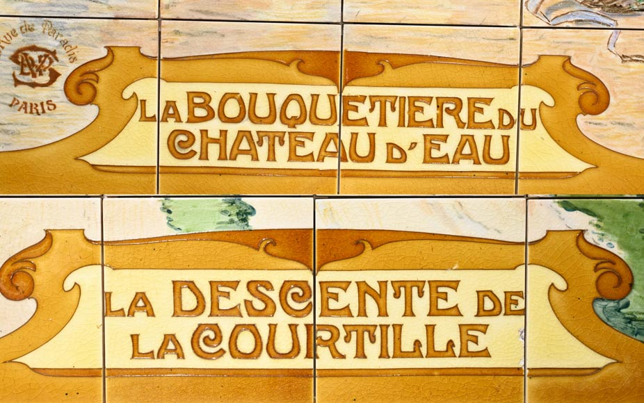 Faïencerie de Sarreguemines, Deux panneaux en céramique de scènes parisiennes, à partir de 1881-15