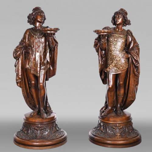 GUÉRET FRÈRES (ébénistes) et CARRIER-BELLEUSE (modèle de), Paire de porte-torchères « Pages », modèle de l’exposition universelle de 1867