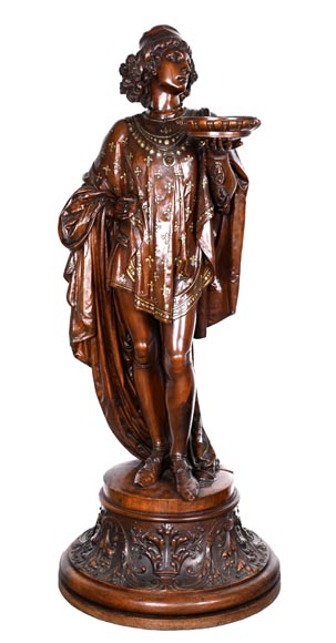 GUÉRET FRÈRES (ébénistes) et CARRIER-BELLEUSE (modèle de), Paire de porte-torchères « Pages », modèle de l’exposition universelle de 1867-1