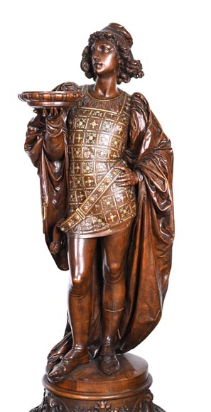 GUÉRET FRÈRES (ébénistes) et CARRIER-BELLEUSE (modèle de), Paire de porte-torchères « Pages », modèle de l’exposition universelle de 1867-2