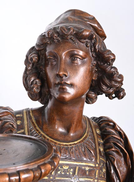GUÉRET FRÈRES (ébénistes) et CARRIER-BELLEUSE (modèle de), Paire de porte-torchères « Pages », modèle de l’exposition universelle de 1867-4