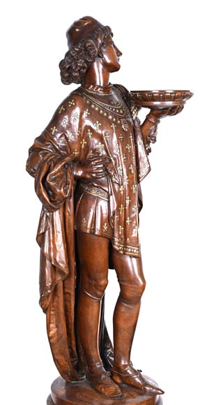 GUÉRET FRÈRES (ébénistes) et CARRIER-BELLEUSE (modèle de), Paire de porte-torchères « Pages », modèle de l’exposition universelle de 1867-8