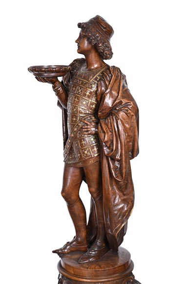 GUÉRET FRÈRES (ébénistes) et CARRIER-BELLEUSE (modèle de), Paire de porte-torchères « Pages », modèle de l’exposition universelle de 1867-9