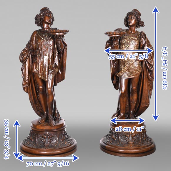 GUÉRET FRÈRES (ébénistes) et CARRIER-BELLEUSE (modèle de), Paire de porte-torchères « Pages », modèle de l’exposition universelle de 1867-17