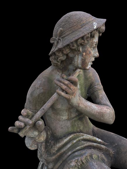 Fonderie DURENNE – Jeune berger Daphnis jouant de la flûte-4