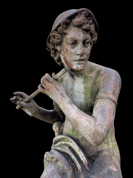 Fonderie DURENNE – Jeune berger Daphnis jouant de la flûte-8