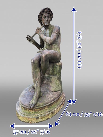 Fonderie DURENNE – Jeune berger Daphnis jouant de la flûte-9