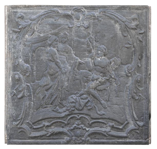 Plaque de cheminée de style Louis XV représentant 