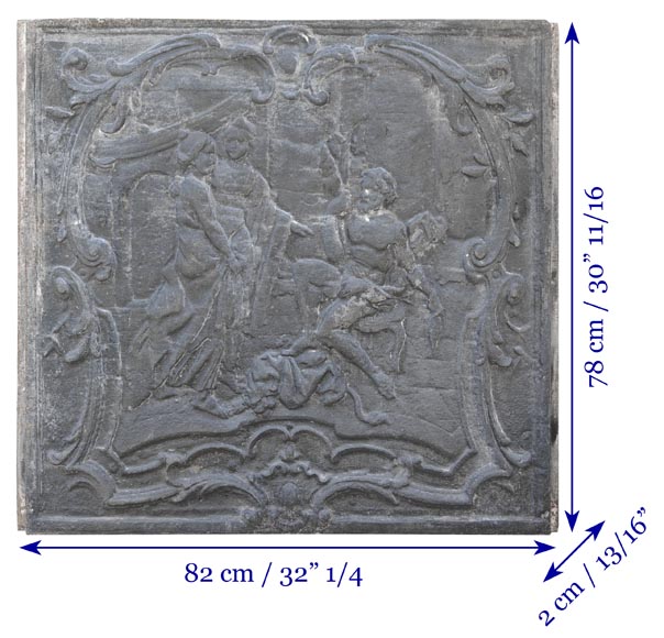 Plaque de cheminée de style Louis XV représentant 