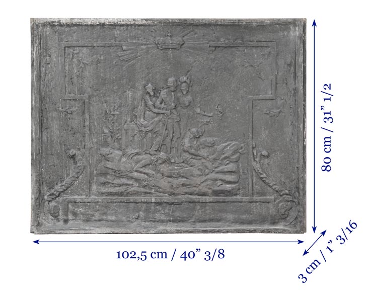 Plaque de cheminée de style Louis XVI, triomphe d'un roi-5