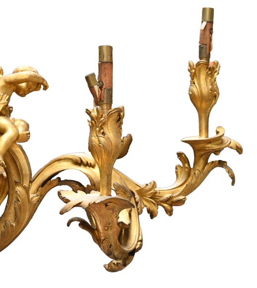 CAFFIERI (d'après). Exceptionnel lustre en bronze de style Louis XV-5