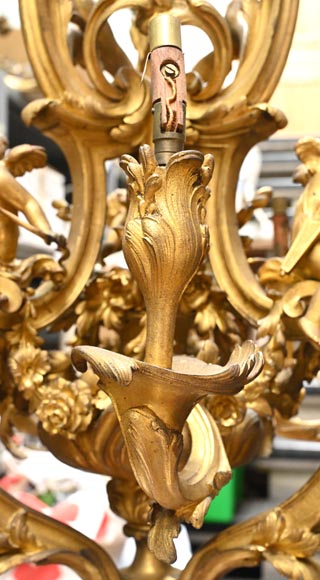 CAFFIERI (d'après). Exceptionnel lustre en bronze de style Louis XV-6