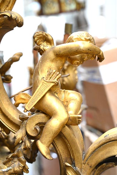 CAFFIERI (d'après). Exceptionnel lustre en bronze de style Louis XV-7