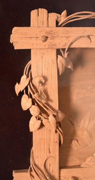 Haut relief sculpté en bois tendre de scène animalière, XIXe siècle-5