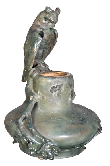 Eduard STELLMACHER pour Amphora, Vase au hibou en céramique, vers 1900-2