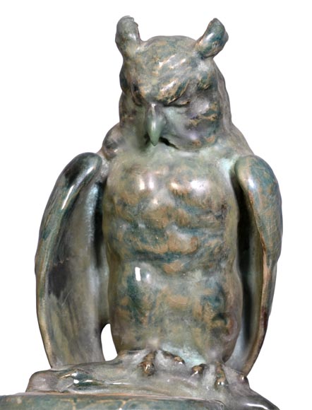 Eduard STELLMACHER pour Amphora, Vase au hibou en céramique, vers 1900-3