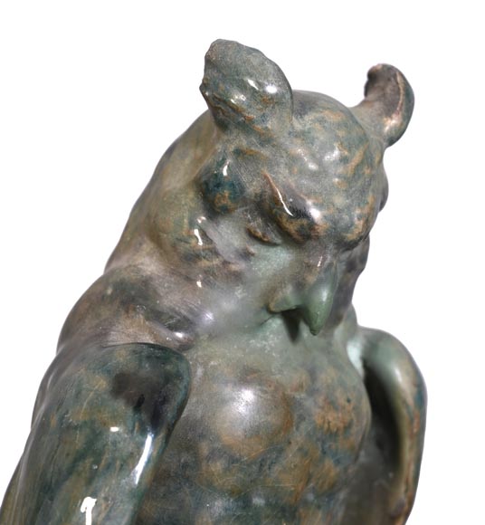 Eduard STELLMACHER pour Amphora, Vase au hibou en céramique, vers 1900-5