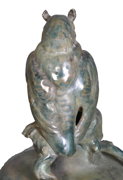 Eduard STELLMACHER pour Amphora, Vase au hibou en céramique, vers 1900-6