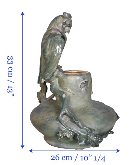 Eduard STELLMACHER pour Amphora, Vase au hibou en céramique, vers 1900-13