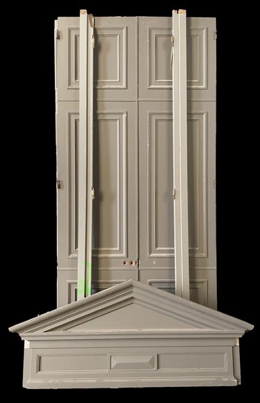 Paire de doubles portes avec fronton, style Louis XVI, XIXe siècle-5