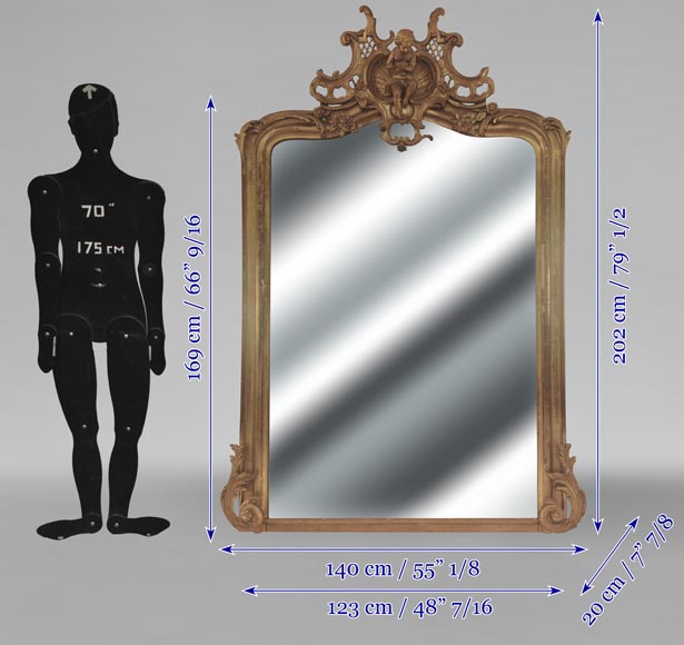 Trumeau doré de style Napoléon III surmonté d'un putto-6