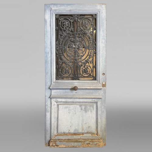 Porte d’entrée en chêne et fonte, France, XIXe siècle