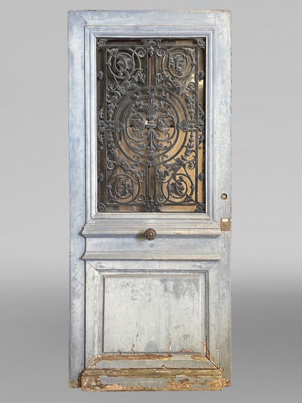 Porte d’entrée en chêne et fonte, France, XIXe siècle-0