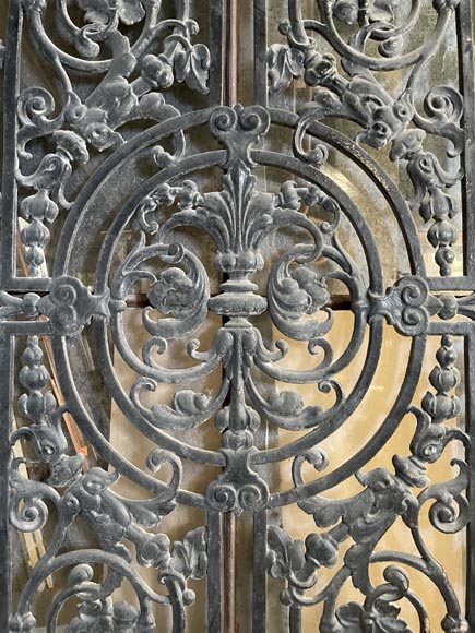 Porte d’entrée en chêne et fonte, France, XIXe siècle-3