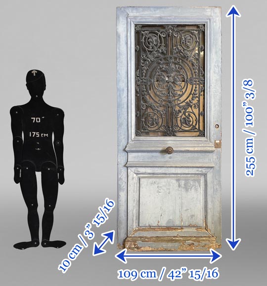 Porte d’entrée en chêne et fonte, France, XIXe siècle-7