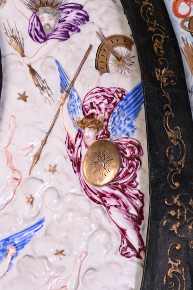 Bouclier décoratif de la Création au Jugement dernier d'après le Bouclier de Milton de Léonard Morel-Ladeuil, porcelaine de Naples, dite de Capodimonte-12