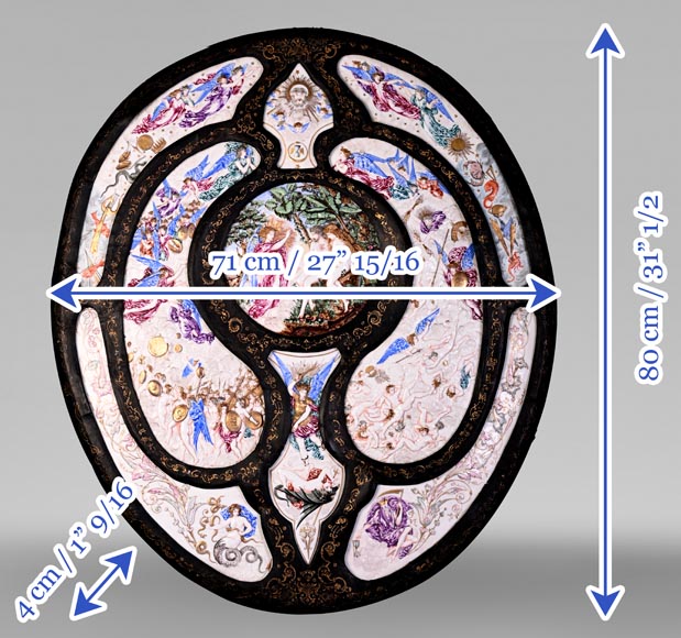 Bouclier décoratif de la Création au Jugement dernier d'après le Bouclier de Milton de Léonard Morel-Ladeuil, porcelaine de Naples, dite de Capodimonte-16