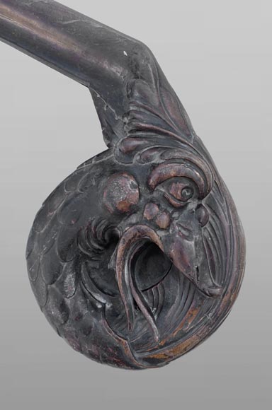 Main courante d’escalier en acajou sculpté-5