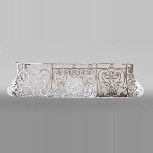 Grande Rampe de Balcon Galbée en Fonte de Fer, Époque Napoléon III