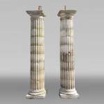 Paire de colonnes cannelées en pierre – Style Dorique, fin XVIIIe siècle