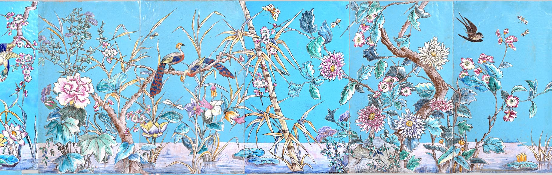 Eugène COLLINOT (1824-1882), 3 ensembles de plaques de faïence décorative japonisante Eugène COLLINOT (1824-1882), 3 ensembles de plaques de faïence décorative japonisante-1