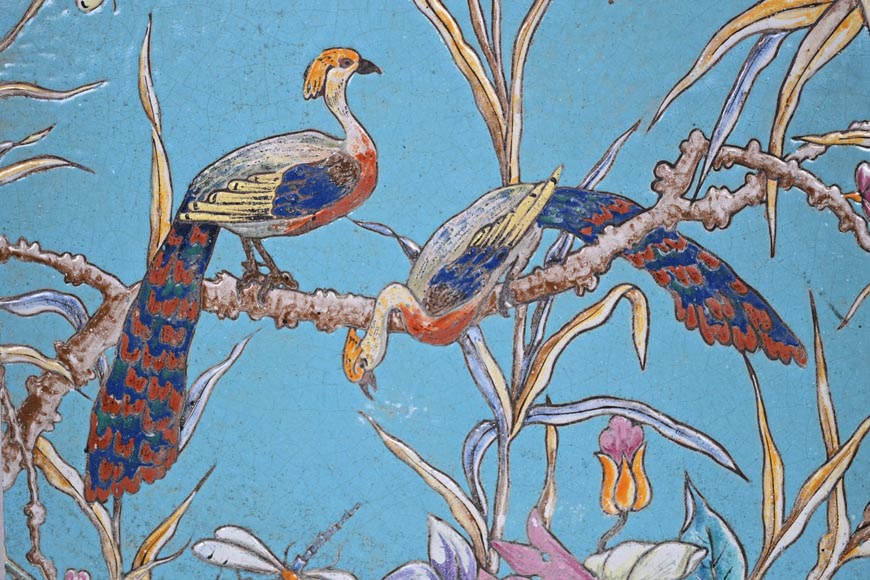 Eugène COLLINOT (1824-1882), 3 ensembles de plaques de faïence décorative japonisante Eugène COLLINOT (1824-1882), 3 ensembles de plaques de faïence décorative japonisante-10