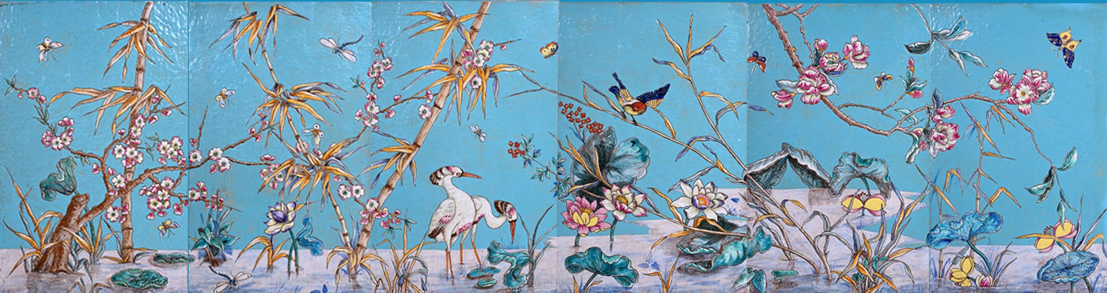 Eugène COLLINOT (1824-1882), 3 ensembles de plaques de faïence décorative japonisante Eugène COLLINOT (1824-1882), 3 ensembles de plaques de faïence décorative japonisante-14