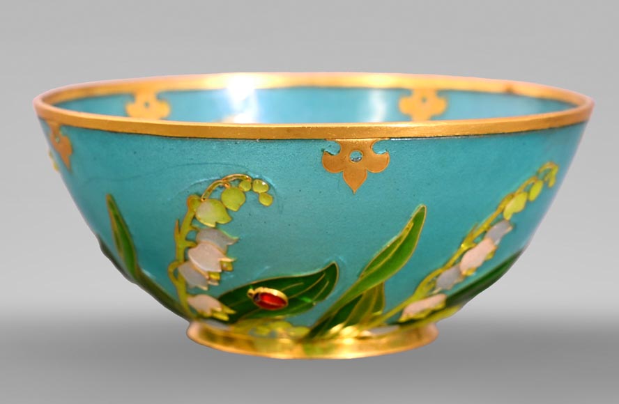 THESMAR André-Fernand (1843-1912) coupe hémisphérique en or émail plique-à-jour-0