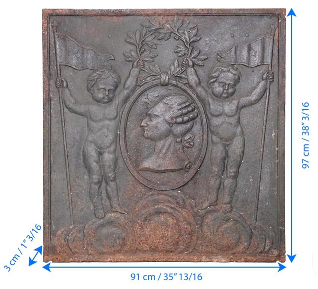 Plaque de cheminée en fonte à l'effigie de Louis XVI-8