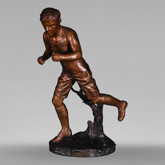 GARNIER, « Coureur », Statuette en régule à patine ocre-0