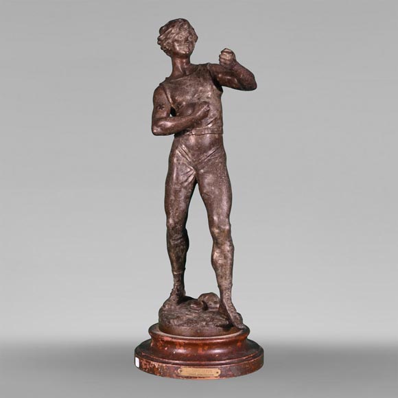 Louis MOREAU - « Boxeur », statuette en régule-0