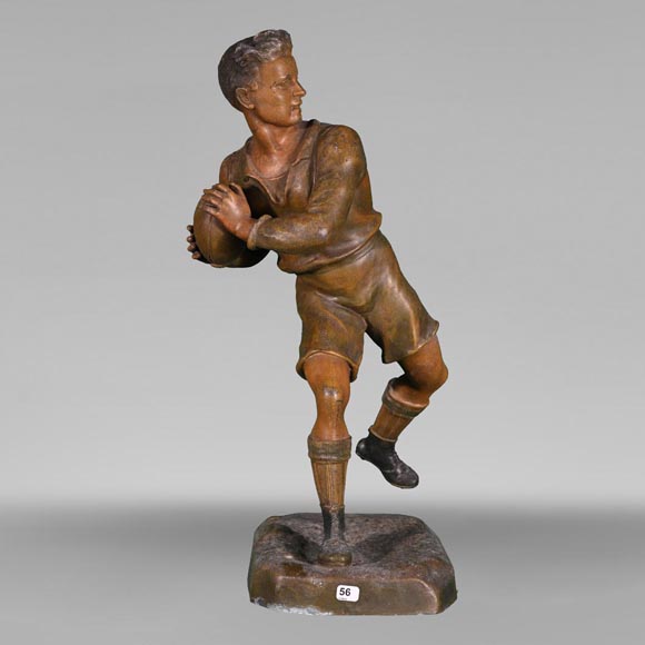 DEBUT, Statuette en régule d'un joueur de rugby-0