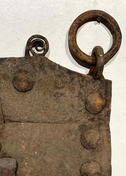 Plaque de cheminée ancienne en fer forgé assemblé-3